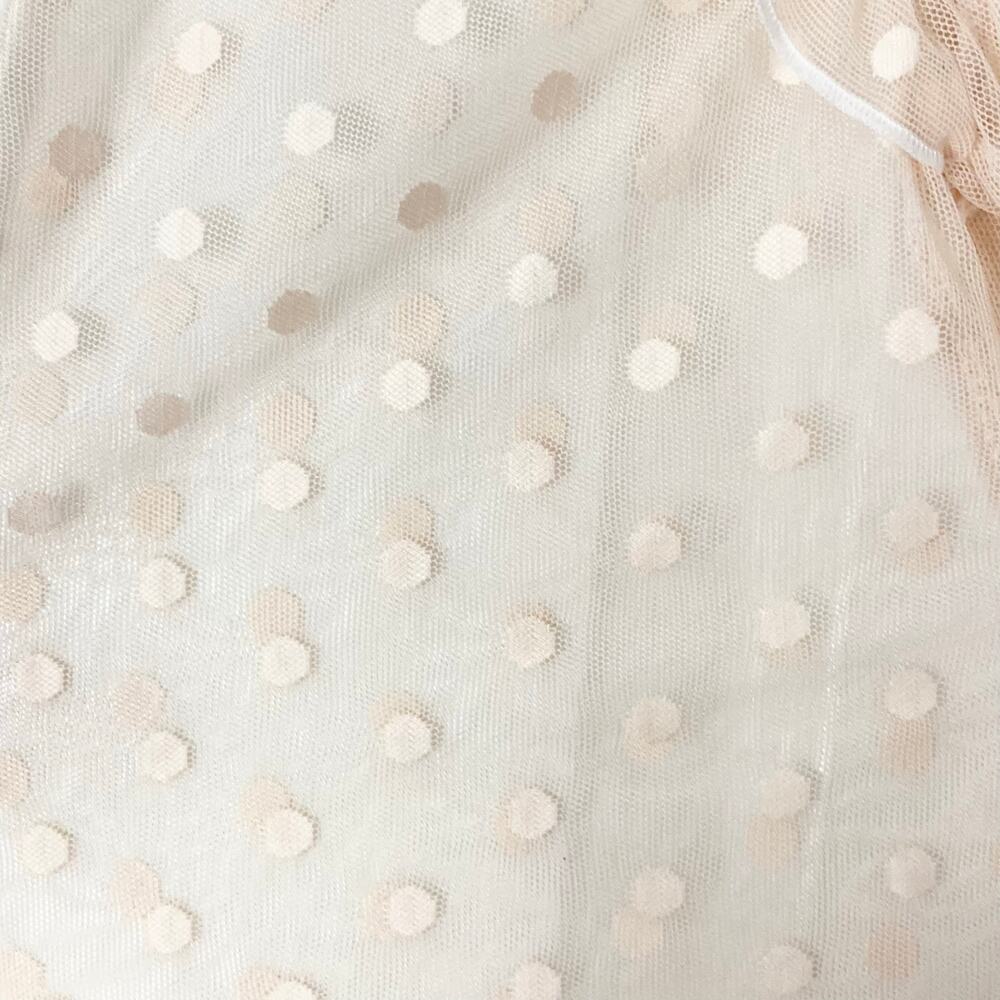 NWT BOOHOO Robe Duster Cardigan M Peach Polkadot Sheer Mesh Open Ruffle Bow-Cuff - Picture 5 of 13